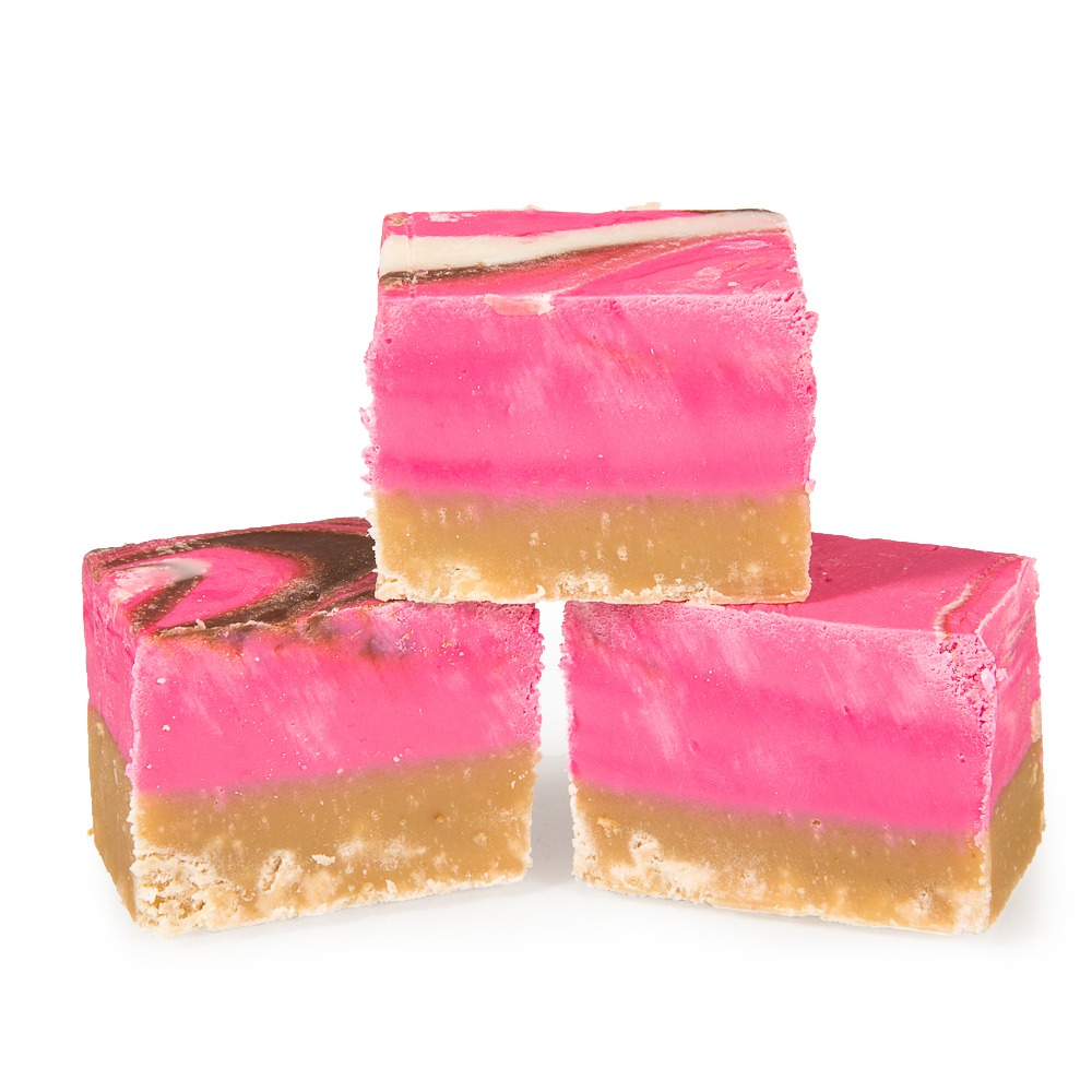 Strawberry cheesecake fudge creamy strawberry and vanilla fudge pieces