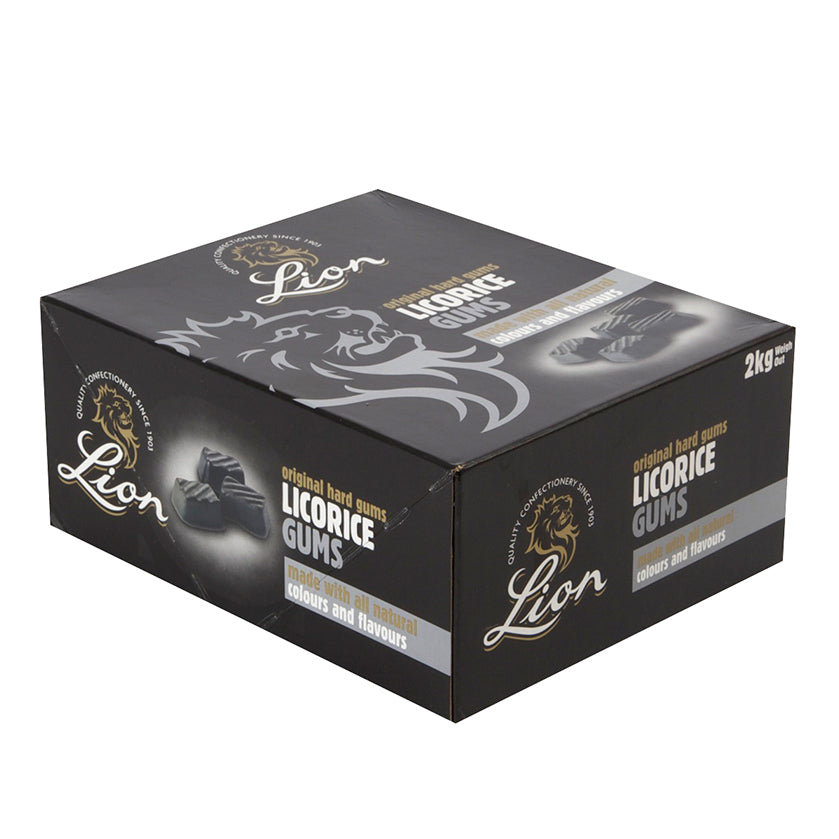 Lion Liquorice Gums firm chewy liquorice‑flavoured sweets