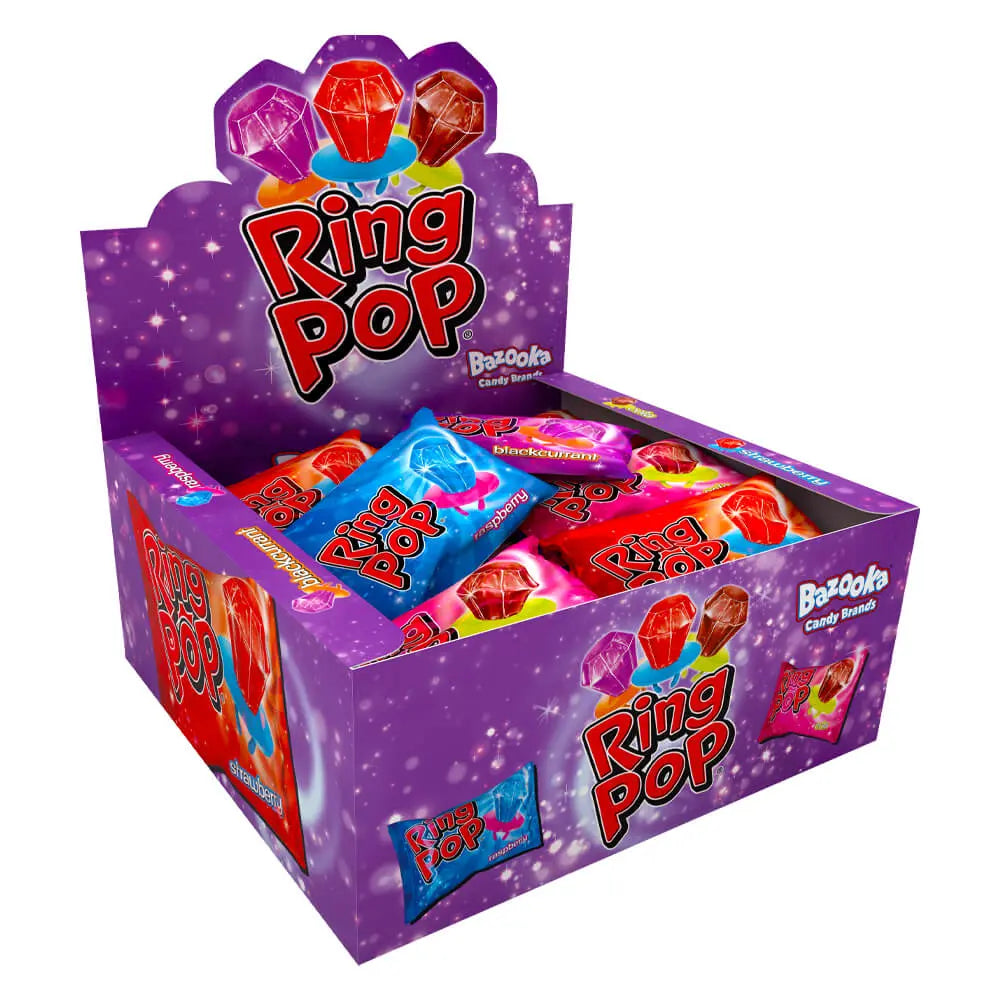 Ring Pop jewel‑shaped lollipop on a plastic ring
