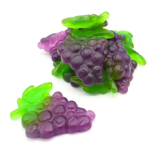 Damel bunch of grapes gummy sweets in purple and green