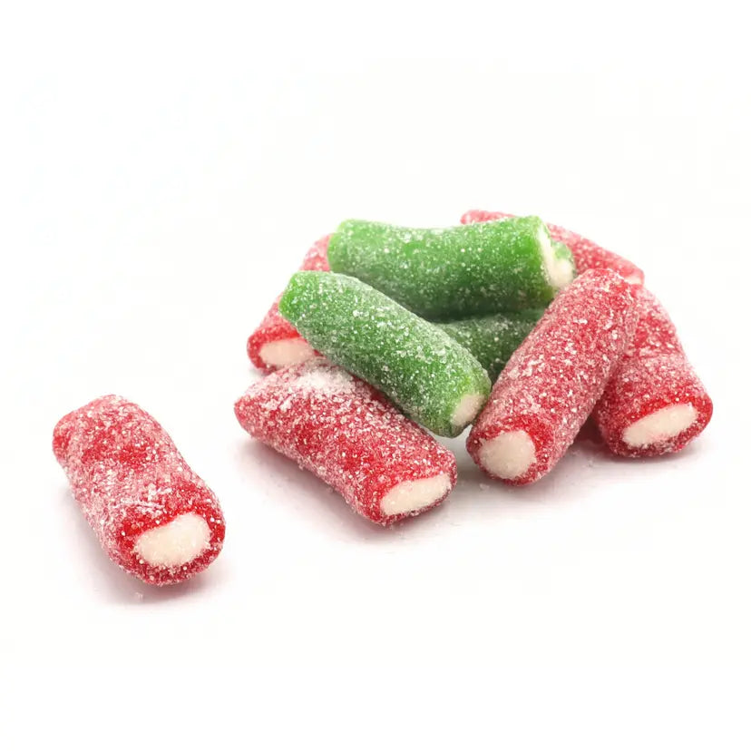 Kingsway fizzy strawberry and apple gummy bites coated in sour sugar