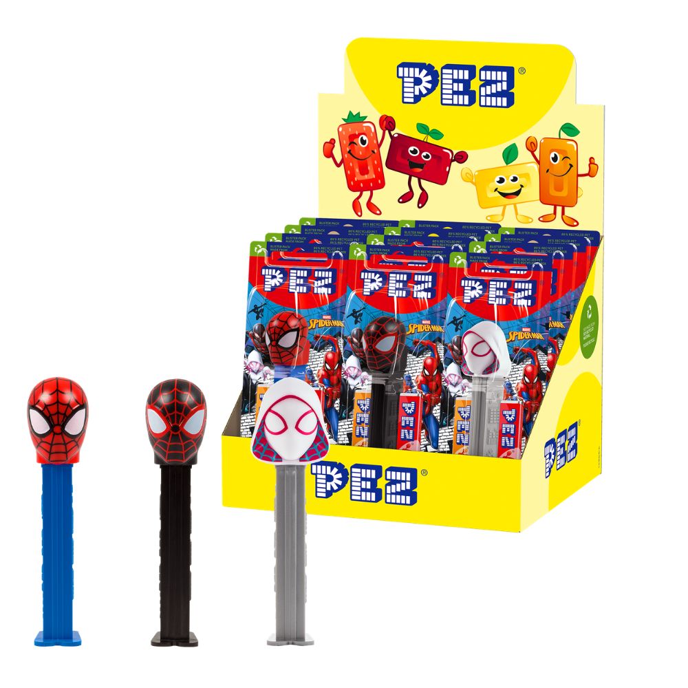 PEZ Spiderman dispenser with fruit‑flavoured PEZ sweets