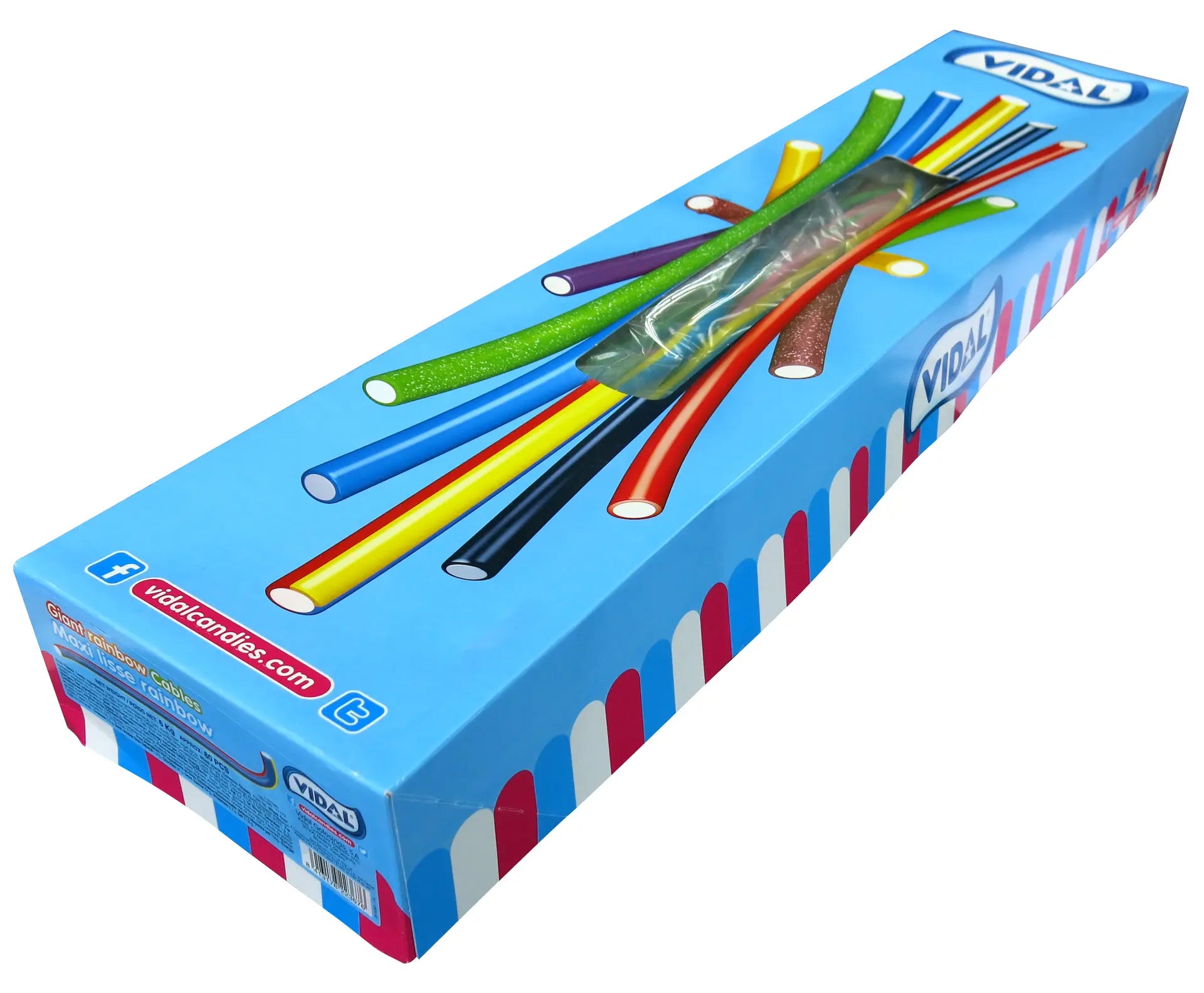 Vidal giant rainbow cables long multicoloured fruity candy ropes