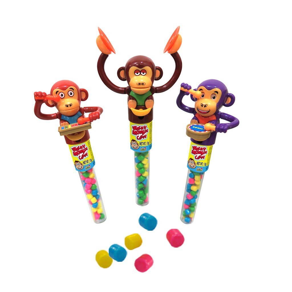 Wacky Monkey novelty candy toy with popping candy